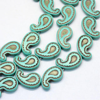Howlite Beads.  Tadpole, Dyed Turquoise Color, 21x12.5x4mm, Hole: 1.5mm, about 20 Beads/ Strand