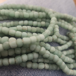 Indonesian Glass "Tube" beads.  approx 4 x 4mm.  24" strand.  Approx 150 Beads/ Strand.  *Shades of Spring Green
