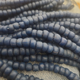 Indonesian Glass "Tube" beads.  approx 4 x 4mm.  24" strand.  Approx 150 Beads/ Strand.  *Opaque Night Blue