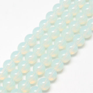 Glass  Rounds *White Opalite Sheened - Round  (8mm)  *Approx 50 Beads