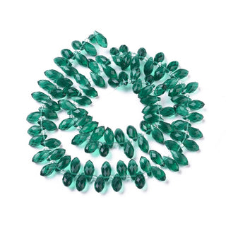 Crystal Glass Beads Strands, Faceted, Drop, Teal.  12 x 6mm; about 100pcs/strand, 16.5"