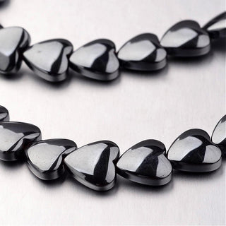 Non-magnetic  Hematite Bead Strands, Heart, Hematite Coloring, 8x8x3mm, Hole: 0.7mm, about 55pcs/strand