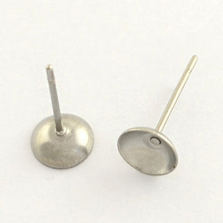 Non-Tarnish 304 Stainless Steel Post Stud Earring Findings, Stainless Steel Color, 6mm, pin:.  (Packed 10- 5 Pair) 0.8mm