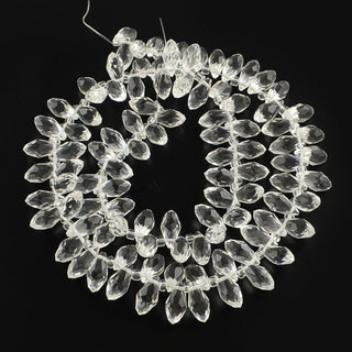 Faceted Teardrop Transparent Glass Bead Strands, Clear, 12x6mm, Hole: 1mm, (Side To Side at the Top Drilled). approx 95 Beads, 15.7 inch