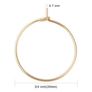 Stainless Steel Wine Glass Charm Rings/ Hoop Earrings. (Golden Color) .18k gold plated.  21 Gauge, 24x20x0.7mm (Packed 10)