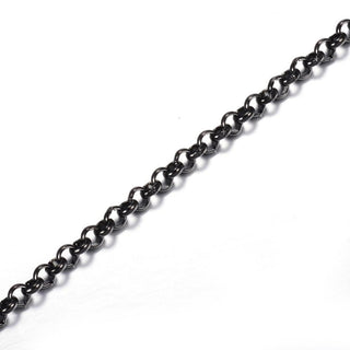 304 Stainless Steel Rolo Chains, Unwelded, with Spool, for Jewelry Making, Electrophoresis Black, 3x1mm,  *Sold by the Foot