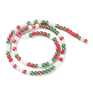Christmas Theme Opaque Electroplate Glass Beads Strands, AB Color Plated, Round, Colorful, 4~4.5mm, Hole: 0.9mm.  Approx 100 Beads.