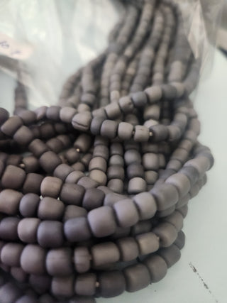 Indonesian Glass "Tube" beads.  approx 4 x 4mm.  24" strand.  Approx 150 Beads/ Strand.  *Fire Greys