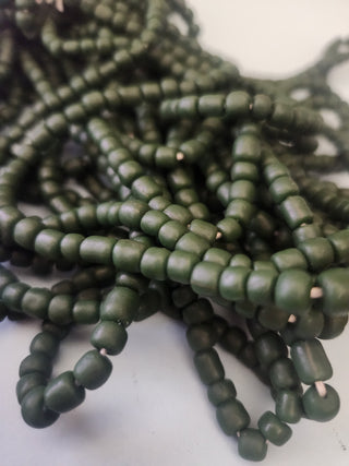 Indonesian Glass "Tube" beads.  approx 4 x 4mm.  24" strand.  Approx 150 Beads/ Strand.  *Deep Forest Green