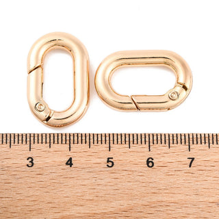 Push Gate. Spring Lock. Zinc Alloy Spring Gate Ring, , Oval, Light Gold, 25x16x4.2mm.  Sold Individually.