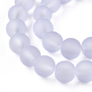 Glass Beads Frosted Engineered Beach Glass (Lilac)  8mm (approx 50 Beads)