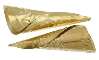 Cones Embossed.   64mm.    Brass Pow Wow Tulip Pattern Jingle Cones.  (Packed 25)