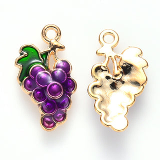 Charm.  Grapes. Light Gold Plated Alloy Enamel, Purple, , 17x10x3mm, Hole: 1.2mm.  (Sold Individually)
