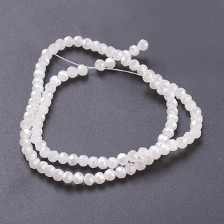 Electroplate Glass Beads Strands, AB Color Plated, Faceted Round, WHITE, (3mm). Hole: 1mm, about 100pcs/strand