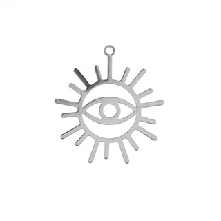 Beadwork Findings Silver Pendant Eye in Sun 23x25mm .   3pcs