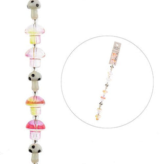 Crystal Lane DIY Flower 7in Bead Strand.   Mushroom-13x14mm-Pink/Yellow-8pc,10x13mm-White-3pc