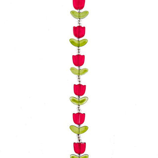 Crystal Lane DIY Flower 7in Bead Strand Tulip RED, 14x16mm, (9 Pieces).