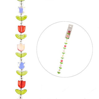 Crystal Lane DIY Flower 7in Bead Strand Tulip PINK AND RED, 14x16mm, (9 Pieces)