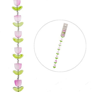 Crystal Lane DIY Flower 7in Bead Strand Tulip PURPLE, 14x16mm, (9 Pieces)