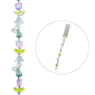 Crystal Lane DIY Flower 7in Bead Strand Tulip Purple, 14x16mm, Tulip Blue 7x10mm.