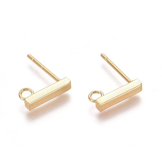 304 Stainless Steel Stud Earring Findings, Bar Style. 10x2mm, Hole: 1.8mm, Pin: 0.7mm  (Packed 10 Earwires) *See Drop Down for Color Options.