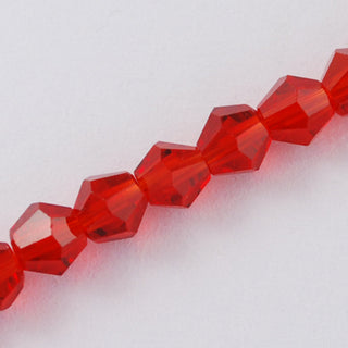 Faceted Bicone Glass Beads Strands, (Red), 2x3mm, Hole: 0.5mm; about 100pcs/strand, 7.5" strand.