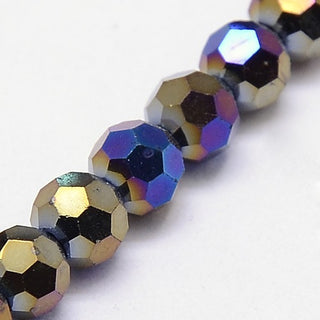Faceted(32 Facets) Glass Beads Strands, Round, AB Over Black, 8mm, Hole: 1mm, approx 35 Beads. (Copy)