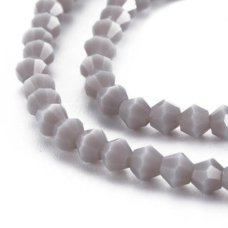Opaque Solid Color Glass Beads Strands, Faceted, Bicone, Gray, 4.5x4mm, Hole: 1mm, about 92~96pcs/strand