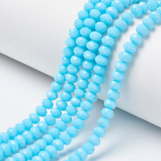 Crystal (Chinese) *Faceted Rondelle  (Cyan)   4 x 3mm.   Approx 145 Beads on an 18" Strand.