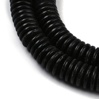 Natural Coconut Bead Strands, Undyed, Flat Round, (Disc).  Black, 12x3mm, Hole: 1.1mm, about 111pcs/strand, 11.81''(30cm)
