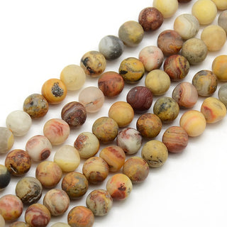 Agate (Crazy Agate) 15.5" strand.  approx 43 beads.  *Frosted Multi's (Natural).  *See Drop Down for Size Options.