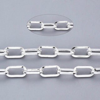 304 Stainless Steel "Paperclip" Chain.  Bright Silver Color.  10 x 5 x 1mm.  Sold by the Foot