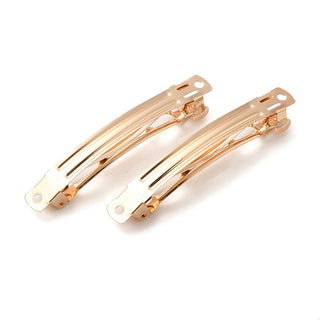 Stainless Steel Hair Barrette Findings, French Hair Clip Findings, Light Gold, 70mm.  (Packed 5 Barrettes)