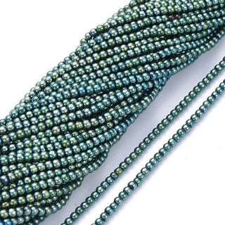 Electroplate Round Glass Beads Strands,  2.5mm, Hole: 0.7mm, (Approx 175 Beads), *14 Inch Strand.  (See Drop Down for Color Options)