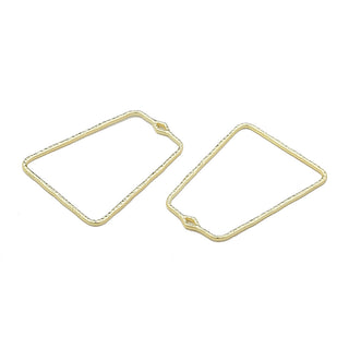 Alloy Open Back Bezel Pendants, Trapezoid, Light Gold, 48x37x1.7mm, Hole: 1.5mm (Packed 2)