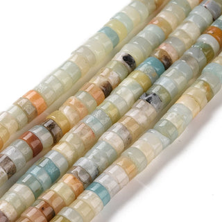 Natural Flower Amazonite Beads Strands, Heishi Beads, Flat Round/Disc, 6x3mm, Hole: 1.2mm.  Approx 115 Beads.