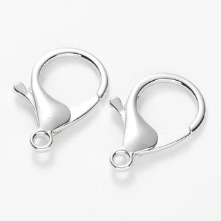 Alloy Lobster Claw Clasps, Platinum, 34~36x24x6mm, Hole: 3mm (packed 2) *Platinum Color