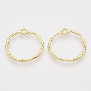 Alloy Open Back Bezel Pendant/Charm,  Organic Shape Ring, Light Gold, 21x22x1.5mm, Hole: 1.6mm (Packed 5)