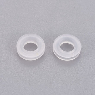Comfort Plastic Pads for French Clip Earrings, Anti-Pain, Clip on Earring Cushion, Clear, 8x2.5mm, Hole: 4.5mm, Groove: 1.5mm.  (Packed 20)
