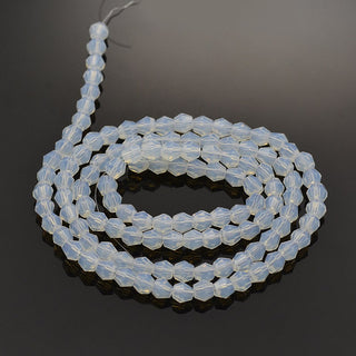 Bicone Beads Faceted.  Ghost White (4 x 4mm)  (approx 90 beads on a 14" strand)