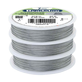 Beadalon (Bead Stringing Wire) Silver Color *7 Strand (.015 in  30 Feet. 0.38mm. 9.2m)