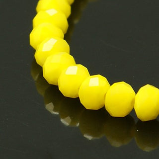 Electroplate Glass Beads, Faceted, Rondelle, (Opaque Bright Yellow), 6x4.5mm, Hole: 1mm;.  (approx 100 Beads)