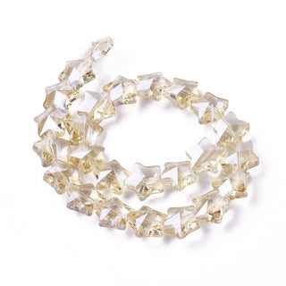 Electroplate Glass Beads Strands, Pearl Luster Plated, Faceted, Star, Champagne Yellow, 13x13.5x7.5mm, Hole: 1mm, about 25pc
