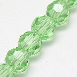 6mm Faceted Round Crystals *Pale Green  (approx 45 beads per 10" Strand)