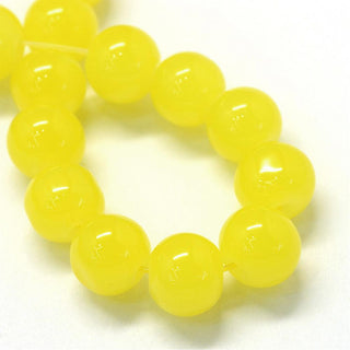 Jelly Style Beads.  Lemon Yellow  (Glass Beads) 10mm Size.  (Approx 38 Beads)