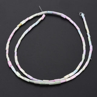 Glass Silk Stain Style Beads Strands, Tube, Pastels, 3.5~5x2~2.5mm, Hole: 1mm, *Approx 90 Beads/Strand