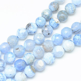 Agate (10 mm Rounds) Crackle Agate in Shades of Light Sky Blue  (16" strand).  Approx 38 Beads.