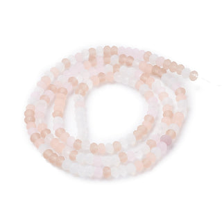 Glass Beads Strands, Faceted, Rondelle, Frosted Pinks, 3x2mm, Hole: 0.8mm, approx 185 Beads.