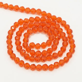 4mm Faceted Round Crystals *Dark Orange. (approx 100 beads per 15" Strand)