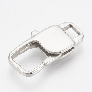304 Stainless Steel Lobster Claw Clasps, Rectangle, Stainless Steel Color, 15x7x3.5mm, Hole: 2.5x1.5mm.  Packed 2 Clasps